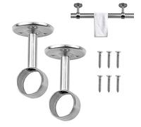 2 Piezas 25mm Soporte De Barra De Cortina, Soportes De Barra De Ropa, Acero Inoxidable, Soporte De Barra De Colgar Montados En El Techo, Cortina De Ducha, Barra De Armario, Soporte De Barra De Apoyo
