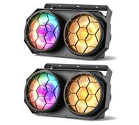 2 piezas 2x100W Foco LED Par COB+RGB Foco Escenario Blanco Frío/Cálido 20Hz Estroboscópico con 20 Efectos Luz de Escenario dmx para Fiesta Bar Discoteca Fotografía