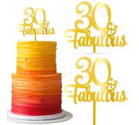 2 piezas 30 y fabulosas decoraciones para tartas Happy 30th Cumpleaños Cake Toppers Acrílico Treinta Años Decoración para 30º Cumpleaños Boda Aniversario Fiesta Pasteles Decoraciones Oro