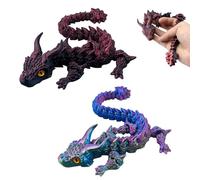 2 piezas 3D dragón estampado juguete con ojos misteriosos dragones realistas móviles impreso 3D articulaciones de cristal decorativo