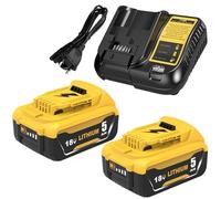 2 Piezas 5.0Ah Repuesto para Dewalt Batería 18V + 3A Cargador para Dewalt Cargador 10.8V- 20V con batería DCB200 DCB200-2 DCB204 DCB120 DCB127 con Indicadora LED
