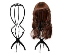 2 Piezas 50 cm Largas Soporte de Peluca Plástico Altura Ajustable, Soporte Pelucas Mujer Plegable Portátiles, Desmontable Soporte para Pelucas de Plástico para Secar Pelucas o Sombreros (Negro)