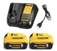 2 Piezas 5000mAh Reemplazo para Dewalt Batería 18V + Cargador DCB107 10,8V-20V para DCB200 DCB180 DCB181 DCB182 DCB201 DCB204 DCB127 DCB112 DCB115
