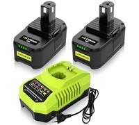 2 Piezas 5500mAh Recambio para Ryobi batería 18V P108 + P117 Recambio para Ryobi 9.6-18V Cargador Compatible con P107 P122 P104 P102 P105 RB18L50 RB18L40 RB18L25 RB18L15 RB18L13(Verde)