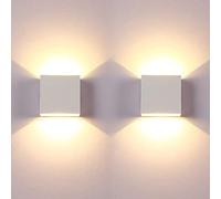 2 piezas 6W LED Wall Wash Lights Up Down Lámpara de pared interior Modern Uplighter de aluminio Downlighter Aplique de pared Accesorios de iluminación para dormitorio Baño Cocina, Blanco cálido