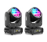 2 piezas 7x40W Cabeza Móvil LED RGBW Luz DJ Profesional Beam Wash Zoom Luces de fiesta con Tira de LED RGB DMX512 para Fiestas Clube Discoteca Boda Navidad