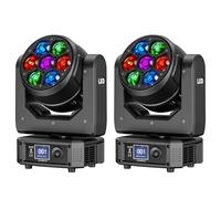 2 piezas 7X40W Cabeza Móvil LED RGBW Wash Zoom Efecto Luces de discoteca DMX512 Iluminación Luces de fiesta para Discoteca Club Bar Disco Boda Navidad