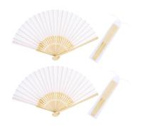 2 Piezas Abanico Blanco,Abanico Plegable de Mano,Abanico Chino de Tela Oriental,ventilador plegable vintage,Blanco,Abanico Blanco de Boda,para Baile,Fiesta,Regalos de Boda,Decoración de Bricolaje