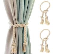2 Piezas Abrazaderas Cortinas, Tiebacks de Cortina Trenzados a Mano, alzapaños de algodón Tejido a Mano Decoración de Sala de Estar para Dormitorio Salón Exteriores y Oficina (Beige)