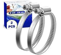 2 Piezas Abrazaderas Metalicas para Tubos Ø 110-130 mm - Abrazadera Metalica para Manguera de Piscina Jardin Lavadora Tuberia de Agua - MONTERAL