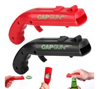 2 Piezas Abridor de Botellas de Cerveza, Abrebotellas Pistola, Abridor de Cerveza con Pistola, Dispara más de 5 Metros, Abrebotellas Divertido, Abridor de Cerveza para Casa, Bar, Fiesta (Negro+Rojo)