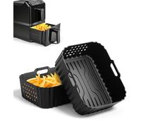 2 Piezas Accesorios Freidora de Aire, Bandejas de Silicona Reutilizables para Philips Airfryer Serie 4000 NA460 5L*2