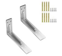2 Piezas Acero Inox Soportes Estantes Triangulares Bisagras Mesa Flotante de Pared DIY Soportes,para biblioteca, sala de estar, dormitorio, con Tornillos (19cm/7.48in)