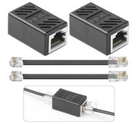 2 Piezas Acoplador RJ45 2 Cable de Conexión RJ45-RJ11, Conector Ethernet Cat7/Cat6/Cat5e/Cat5, Adaptador RJ45 Hembra a Hembra Modular Doble Conector para Blindado de Alta Velocidad