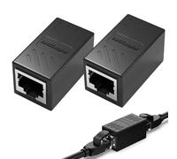 2 Piezas Acoplador RJ45, Empalmes RJ45 para Cable Ethernet, Empalme de Conexión Rápida para Cat7/Cat6/Cat5, Conector de Red Doble Hembra, Alta Velocidad hasta 10Gbps Protección contra Interferencias