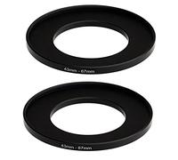 (2 piezas) Adaptador de anillo escalonado de 43 a 67 mm, anillo de filtro de 43 mm a 67 mm, anillo escalonado macho de 67 mm hembra para lente de cámara DSLR y filtros infrarrojos ND UV CPL