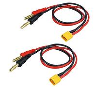 2 Piezas Adaptador de Enchufe de XT30 a Conector Enchufe de Bala Banana de 4 mm con 30cm Hilo de Silicona de 16awg