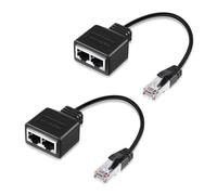 2 Piezas Adaptador Divisor Ethernet RJ45, Adaptador RJ45 1 a 2 Puertos, Compatible con Cat5 Cat5e Cat6 Cat7, Extensor de Red LAN para Router Switch TV Box Ordenador Portátil Conexión de Internet