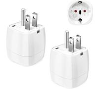 2 Piezas Adaptador Enchufe Americano a Español, de 2 Patas Europa hacia 3 Patas EEUU, USA para Canada Mexico Colombia Tailandia, Tipo B, Blanco