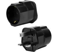 2 Piezas Adaptador Enchufe UK a español Tipo G, Adaptador de Viaje 2-Pin Europa a 3-Pin Reino Unido con Seguridad para niños para Escocia Irlanda Maldivas Dubai Gran Bretaña Singapur Hong Kong(Negro)