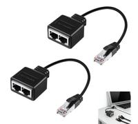 2 Piezas Adaptador Ethernet 1 a 2 Compatible con Cat5 Cat5e Cat6 Cat7, Adaptador RJ45 Macho a 2 Hembra, Duplicador Ethernet Divisor Cable Red Splitter RJ45 Alternar Router Ordenador TV Consola Oficina