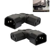 2 Piezas Adaptador IEC C14 a C13 Acodado de 90 Grados, 1 Par Izquierdo y Derecho en ángulo, 3 Pines, 250 V, 10 A, para Monitor, Computadoras, PDU e Impresoras
