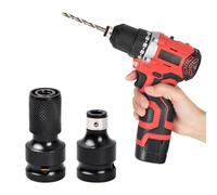 2 Piezas Adaptador Llave de Vaso Impacto, Juego de Adaptadores de Broca, Adaptador de Broca de Agujero Cuadrado de 1/2 Pulgadas Cuadrado a 1/4 Hexagonal, Accesorios para Llaves de Carraca