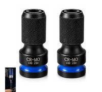 2 piezas Adaptador para Llaves de Vaso de Impacto de 1/2" a 1/4", Adaptador Cuadrado a Hexagonal de 50 mm, Adaptador para Llaves de Vaso, Carraca y Atornillador, Acero Cr-V, Azul y Negro