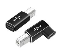 2 Piezas Adaptador USB C a MIDI de Ángulo de 90°, USB C Hembra a USB B MI DI Macho, Adaptador Convertidor para Conectar Teléfonos, Tablets, Laptops a Instrumentos MIDI, Impresoras y Más, Negro