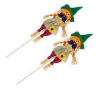 2 Piezas Adorno de Espantapájaros para Halloween Textura Realista y Tela Azul, Decoración Festiva para Jardín y Césped en Exteriores Varios estilos