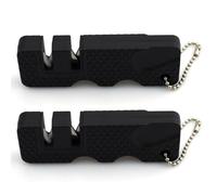 2 Piezas Afilador de Cuchillos, Mini Juego Afilar Cuchillos Pequeño Afilador de Cuchillos Manual, Herramienta Profesional de Afilado Portátil de Cuchillos para Afilado Grueso y Fino (Negro)