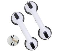 2 Piezas Agarraderas de Baño con Ventosa 30 cm,Barra de Apoyo para Ducha sin Taladro,Asa Antideslizante Reutilizable para Mayores, Ancianos y Niños,Ideal para Ducha,Inodoro y Puertas de Vidrio,Negro