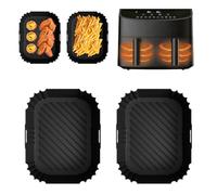 2 piezas Airfryer molde de silicona para freidora de aire caliente Gourmetmaxx 2 x 3,5 L, uso de silicona para freidora de aire caliente Gourmetmaxx, accesorios reutilizables para airfryer (BLACK)