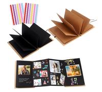2 Piezas Album De Fotos Para Pegar Y Escribir, 12x18cm Albunes Para Fotos, Album Scrapbook en Papel Kraft con Plegado en Acordeón y Esquina Adhesiva de Colores, Ideal para Bodas, Viajes, Cumpleaños