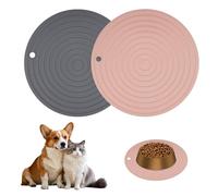 2 Piezas Alfombra Comedero Perro y Gato 24cm Silicona Antideslizante Impermeable Comederos Alfombrilla de Mascota, Alfombra Comedero Gato, Fácil de Limpiar