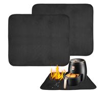 2 Piezas Alfombrilla Resistente al Calor Para Freidora de Aire,Base Ignífuga de 38x45cm de 1 mm,Alfombrilla Ignífuga para Cafetera,Horno,Microondas,Placa De Inducción (Color Negro)
