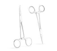 2 Piezas Alicates Rectos de 14cm, Acero Inoxidable Alicates para Pescar, Pinzas para Mascotas,Tijeras para el Cuidado de Mascotas, Soporte de aguja, Diseño de Diente de Sierra(Curvo y Recto)