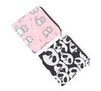 2 Piezas Almacenamiento de Compresas Menstruales Impermeables Caricaturas Panda Pajarita para Cosméticos y Accesorios de Femenina