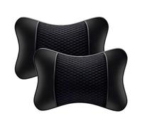 2 Piezas Almohada Cervical Auto para Hyundai ix20 2010-2019 - Cojín Elástico Hebilla para Reposacabezas Cuero PU Transpirable Soporte Cuello,Black-Black
