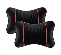 2 Piezas Almohada Cervical Auto para VW Touran 7seats 2016-2023 - Cojín Elástico Hebilla para Reposacabezas Cuero PU Transpirable Soporte Cuello,Black-Red