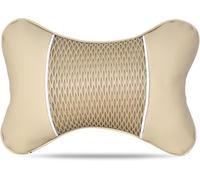 2 Piezas Almohada para el Cuello del Coche para Toyota Mirai 2014-2020, Cojín de Piel para reposacabezas de Coche de la PU,Beige
