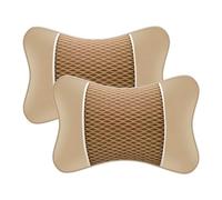 2 Piezas Almohada Reposacabezas Coche para Toyota Harrier 1999-2003 - Cojín Cervical de Cuero PU Soporte Ergonomico para Cuello para Asiento,Beige