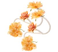 2 Piezas Alzapaños de Cortina Estilo Boho Flor, Amarillo | Metal y Poliéster, Ajuste Rápido para Paneles Ligeros o Gruesos, Adecuado para Ventanas, Oficinas y Decoraciones