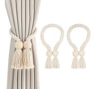 2 Piezas Alzapaños de Cortina Magnéticos, Sujeta Cortinas con Iman mit Cuentas de Madera, Alzapaños de Decoración Cortina, Alzapaños Cortinas para Office, Ventana, Hotel, Home Cortinas