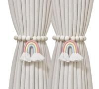 2 Piezas alzapaños magnéticos Fuertes para Cortinas para Exteriores,Perlas Hebillas Cuerda