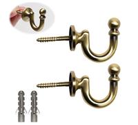 2 Piezas Alzapaños para Cortinas, Sujeta Cortinas de Metal, Cortina Gancho en Forma de U, Gancho para Muro Cortina Vintage, Gancho de Cortina para Colgar Cortinas Ropa (Bronce)