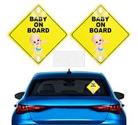 2 piezas amarillo bebé a bordo signo para el coche, con 2 ventosas, pegatina Baby on Board pegatinas de advertencia de seguridad reflectante para vehículos paneles pegatina coche ventana bebé