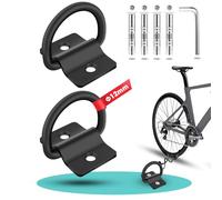 2 Piezas Anclaje Suelo Moto, Anclaje Pared Bicicleta, Aanclaje de Suelo Bicicleta, Antirrobo de Acero de Alta Resistencia Include Tornillos, Tacos de Expansión, Anillo Basculante ø12