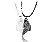 2 piezas ángel demonio ala cadena de eslabones collar imanes en forma de corazón collar pareja colgante ligero magnético para amantes pareja collares magnéticos decoraciones para amantes