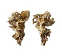 2 Piezas Angel Statue Wall Hanging Angelic Figura de querubín Cupido Decoración Dorada Decoración Multipropósito Adorno para Sala de Estar